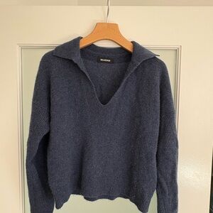 NAADAM Blue collared wide neck cashmere sweater